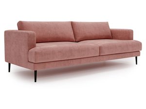 Miniaturka 9 - Sofa łososiowa z prostą linią i wysokim siedziskiem w nowoczesnym stylu