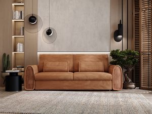 Miniaturka 22 - Sofa w kolorze rdzawym z ryflowaną fakturą i niskim oparciem