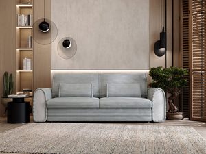 Miniaturka 26 - Jasnoszara sofa z poduszkami w nowoczesnym salonie