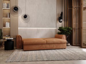 Miniaturka 24 - Rdzawa sofa rozkładana z funkcją spania w salonie