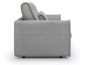 Miniaturka 13 - Bok jasnoszarej sofy tapicerowanej z pionowym ryflowaniem