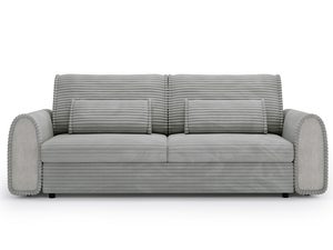 Miniaturka 2 - Jasnoszara sofa z miękkimi poduszkami i szerokim siedziskiem