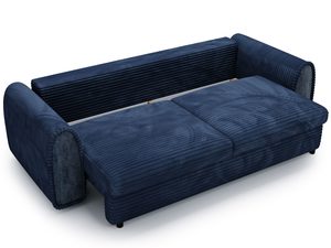 Miniaturka 21 - Granatowa sofa z ryflowaną tapicerką i nowoczesnym designem