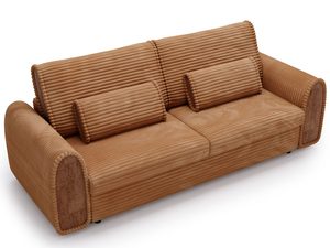 Miniaturka 7 - Rudy narożnik tapicerowany z szerokimi bokami i miękkim siedziskiem