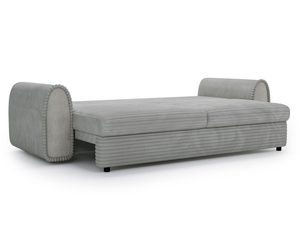 Miniaturka 16 - Jasnoszara sofa z ryflowaną tkaniną i prostym designem
