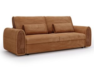 Miniaturka 4 - Rudy narożnik z welurowym wykończeniem i dwoma poduchami