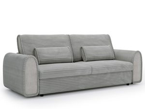 Miniaturka 5 - Jasnoszara sofa tapicerowana o nowoczesnym designie i poduszkach