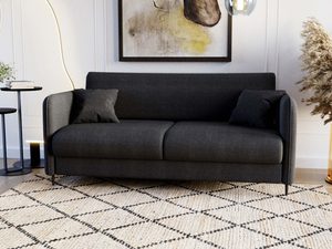 Miniaturka 8 - Sofa dwuosobowa grafitowa z poduszkami w aranżacji salonu