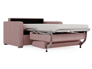 Miniaturka 18 - Różowa sofa kompaktowa z rozłożonym materacem boczny