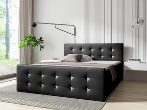 Miniaturka 4 - Grafitowe łóżko tapicerowane z pikowanym zagłówkiem w nowoczesnym stylu