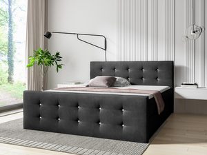 Miniaturka 3 - Grafitowe łóżko z przeszyciami na całej powierzchni i niską ramą