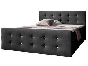 Miniaturka 1 - Ciemnoszare łóżko kontynentalne z prostym zagłówkiem