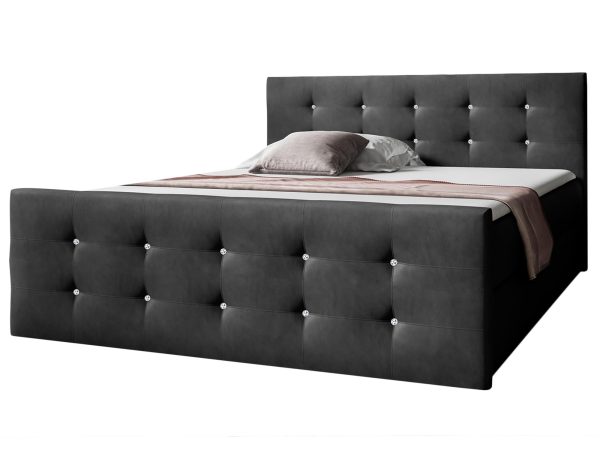 Ciemnoszare łóżko kontynentalne z prostym zagłówkiem