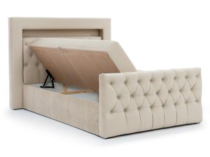 Miniaturka 2 - Beżowe łóżko z pikowanym zagłówkiem i podświetleniem LED