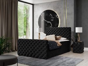 Miniaturka 2 - Łóżko tapicerowane pikowane, czarne, styl glamour