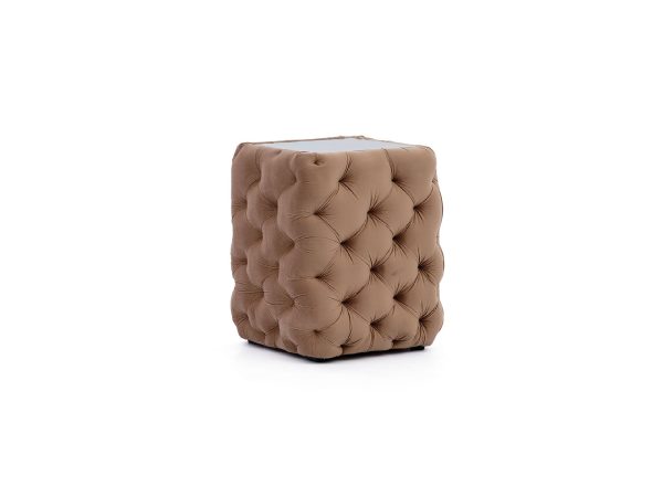 Puf pikowany, beżowy, styl glamour