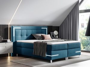 Miniaturka 2 - Łóżko tapicerowane w turkusowym kolorze z metalowymi nóżkami