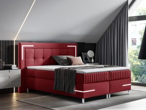 Miniaturka 6 - Łóżko tapicerowane w czerwonym kolorze z podświetleniem LED