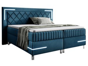 Miniaturka 1 - Granatowe łóżko glamour z eleganckim wykończeniem i pikowaniem