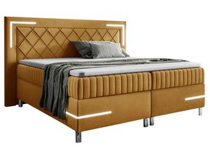 Miniaturka 4 - Musztardowe łóżko z oświetleniem LED