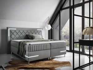 Miniaturka 9 - Stylowe łóżko z szarym zagłówkiem i dekoracyjnym obiciem
