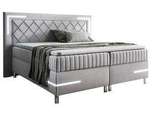 Miniaturka 4 - Stylowe łóżko z szarą tapicerką i chromowanymi detalami