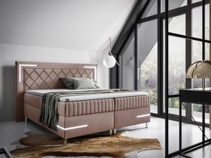 Miniaturka 11 - Eleganckie różowe łóżko w stylu glamour z dekoracyjnym wezgłowiem