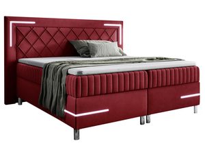 Miniaturka 5 - Nowoczesne łóżko w stylu glamour z czerwonym pikowaniem i chromowanymi nogami