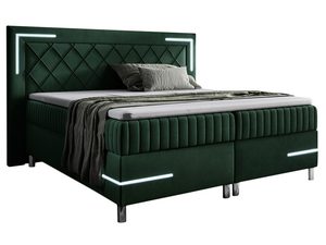 Miniaturka 16 - Nowoczesne łóżko tapicerowane w kolorze zielonym z podświetleniem LED