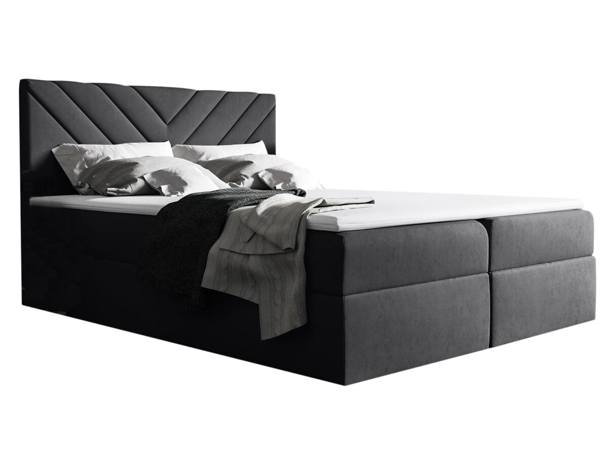 Tapicerowane Łóżko z Ukośnym Wzorem Zagłówka PRINCE 6