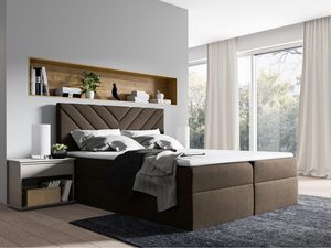 Miniaturka 3 - Brązowe łóżko tapicerowane w pikowaniem