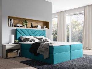 Miniaturka 4 - Turkusowe łóżko tapicerowane z wysokim zagłówkiem