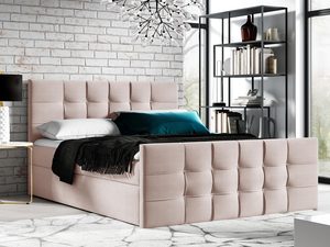 Miniaturka 7 - Jasno różowe tapicerowane łóżko z pikowaniem