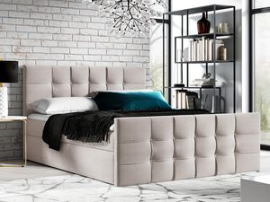 Miniaturka 9 - Beżowe łóżko tapicerowane z głębokim pikowaniem