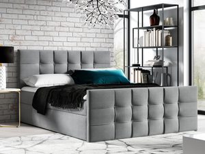 Miniaturka 4 - Szare łóżko tapicerowane z pikowanym głębokim zagłówkiem