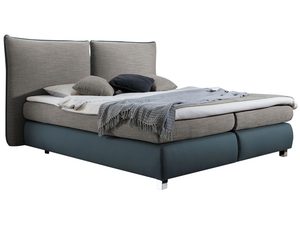 Miniaturka 1 - Ciemnoszare łóżko kontynentalne z podwójnym materacem i srebrnymi nóżkami