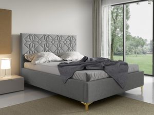 Miniaturka 6 - Szare łóżko z pikowanym zagłówkiem w nowoczesnym stylu