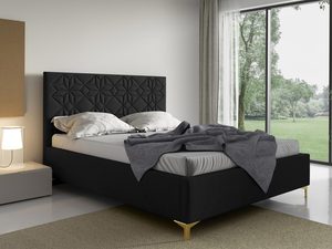 Miniaturka 2 - Czarne łóżko z zaokrąglonym zagłówkiem i nowoczesną sylwetką