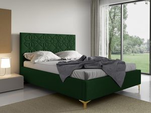Miniaturka 5 - Zielone łóżko z dekoracyjnym zagłówkiem i złotymi nóżkami