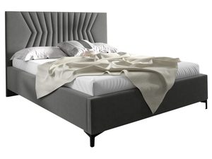 Miniaturka 3 - Łóżko tapicerowane w kolorze szarym z ozdobnym zagłówkiem – stylowe łóżko do sypialni, które wprowadza świeżość do wnętrza.