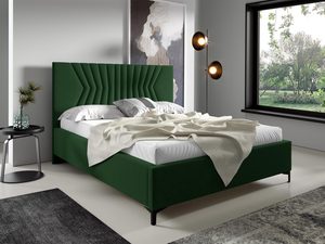 Miniaturka 15 - Tapicerowane łóżko w kolorze zielonym z dekoracyjnym zagłówkiem