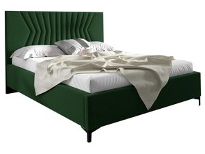 Miniaturka 7 - Łóżko tapicerowane w kolorze zielonym z dekoracyjnym zagłówkiem – odważne łóżko do sypialni, idealne do nowoczesnych wnętrz.