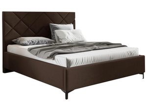 Miniaturka 2 - Łóżko tapicerowane w kolorze brązowym z prostym zagłówkiem – klasyczne łóżko do sypialni, idealne do tradycyjnych wnętrz.