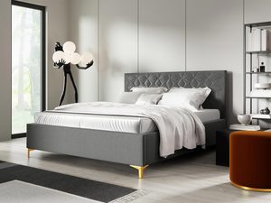 Miniaturka 6 - Jasnoszare łóżko z delikatnym tłoczeniem i elegancką formą