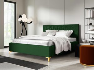 Miniaturka 3 - Zielone łóżko z eleganckim wezgłowiem i prostą podstawą