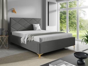 Miniaturka 6 - Szare łóżko kontynentalne z prostym, gładkim obiciem