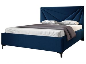 Miniaturka 9 - Granatowe łóżko z wyrazistym zagłówkiem w stylu Chesterfield