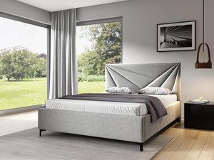 Miniaturka 7 - Jasnoszare łóżko z eleganckim przeszyciem i prostą ramą