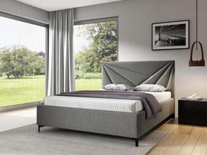 Miniaturka 6 - Szare łóżko z eleganckim przeszyciem i prostą ramą
