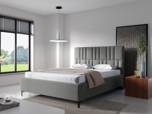 Miniaturka 6 - Szare łóżko z pionowym przeszyciem i czarnymi nóżkami